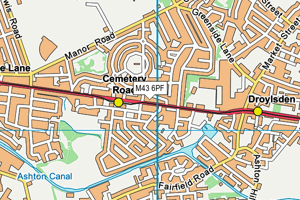 M43 6PF map - OS VectorMap District (Ordnance Survey)