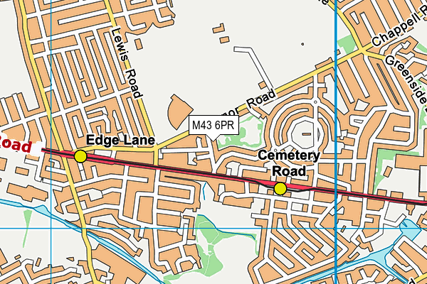 M43 6PR map - OS VectorMap District (Ordnance Survey)