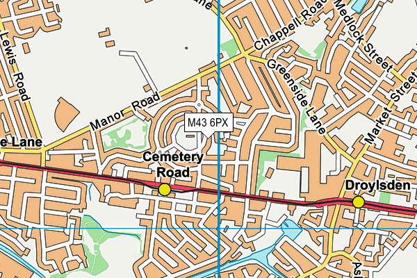 M43 6PX map - OS VectorMap District (Ordnance Survey)