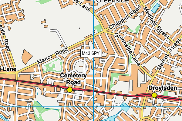 M43 6PY map - OS VectorMap District (Ordnance Survey)