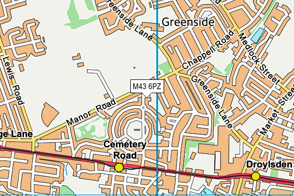 M43 6PZ map - OS VectorMap District (Ordnance Survey)