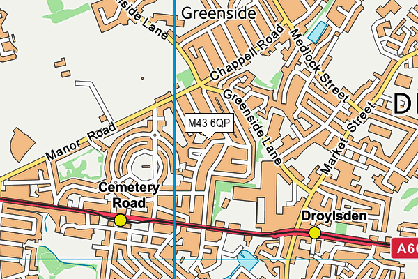 M43 6QP map - OS VectorMap District (Ordnance Survey)