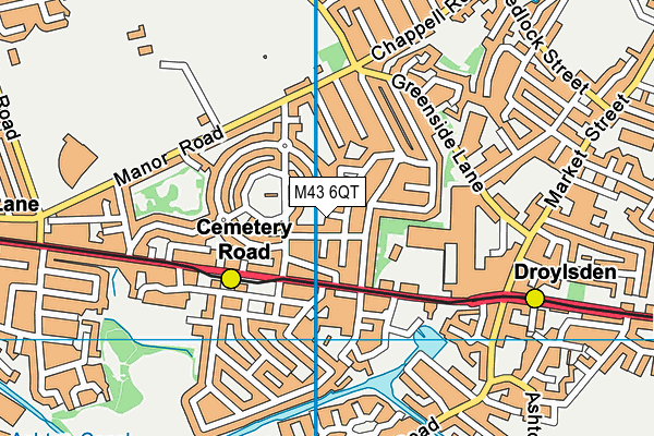 M43 6QT map - OS VectorMap District (Ordnance Survey)