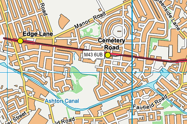 M43 6UB map - OS VectorMap District (Ordnance Survey)