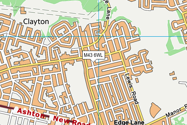 M43 6WL map - OS VectorMap District (Ordnance Survey)