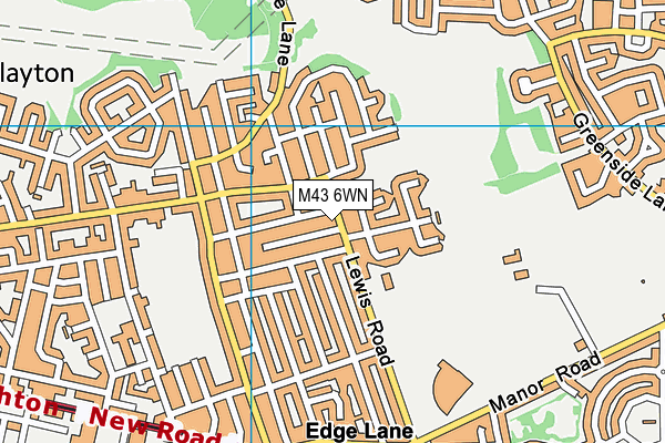 M43 6WN map - OS VectorMap District (Ordnance Survey)