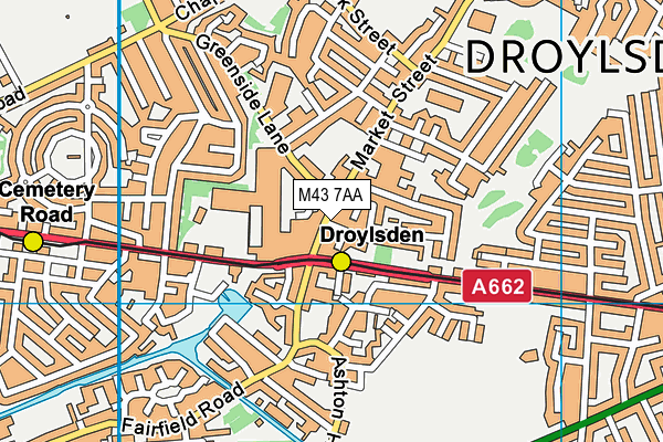 M43 7AA map - OS VectorMap District (Ordnance Survey)