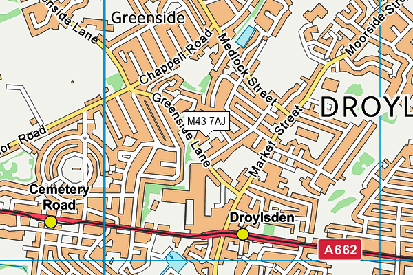 M43 7AJ map - OS VectorMap District (Ordnance Survey)