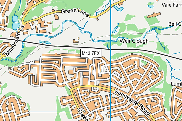 M43 7FX map - OS VectorMap District (Ordnance Survey)