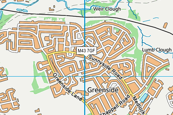 M43 7GF map - OS VectorMap District (Ordnance Survey)