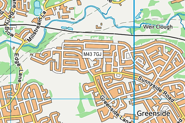 M43 7GJ map - OS VectorMap District (Ordnance Survey)