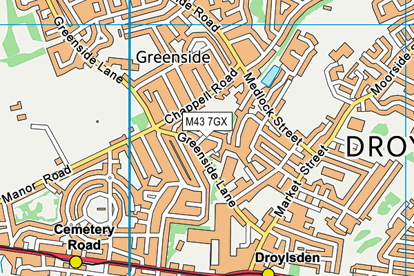 M43 7GX map - OS VectorMap District (Ordnance Survey)