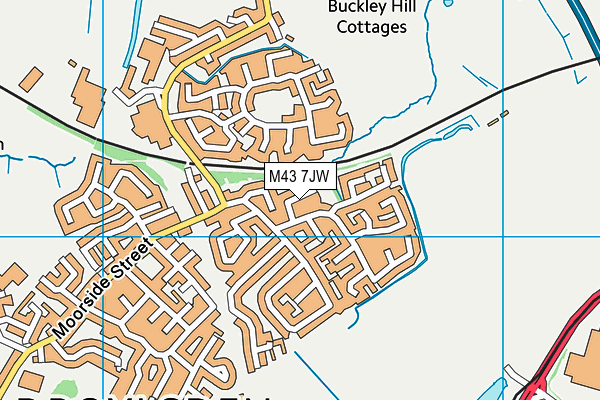 M43 7JW map - OS VectorMap District (Ordnance Survey)