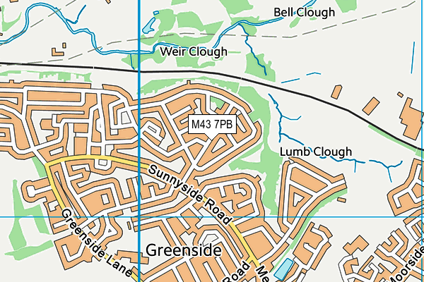 M43 7PB map - OS VectorMap District (Ordnance Survey)