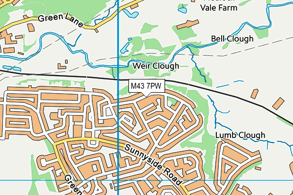 M43 7PW map - OS VectorMap District (Ordnance Survey)