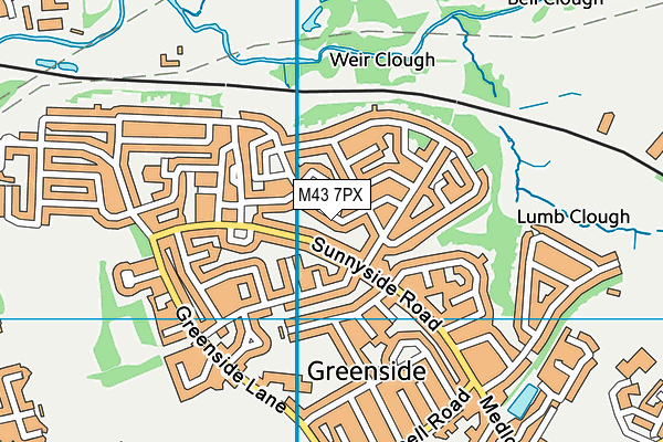 M43 7PX map - OS VectorMap District (Ordnance Survey)
