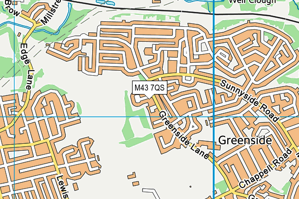 M43 7QS map - OS VectorMap District (Ordnance Survey)