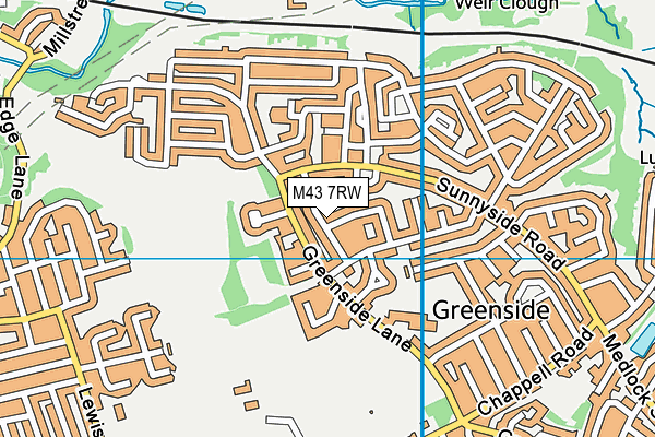 M43 7RW map - OS VectorMap District (Ordnance Survey)