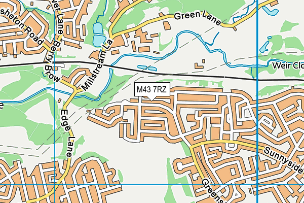 M43 7RZ map - OS VectorMap District (Ordnance Survey)