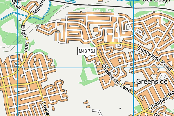 M43 7SJ map - OS VectorMap District (Ordnance Survey)