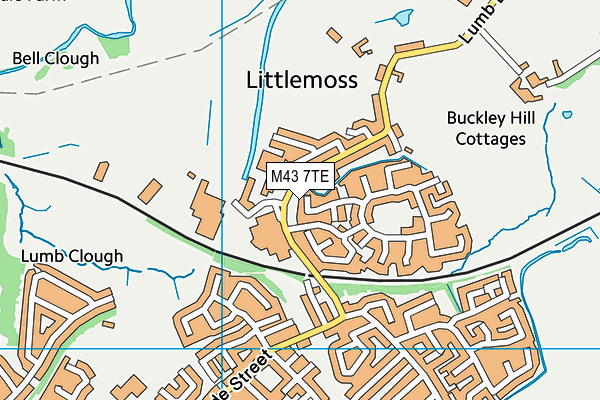 M43 7TE map - OS VectorMap District (Ordnance Survey)