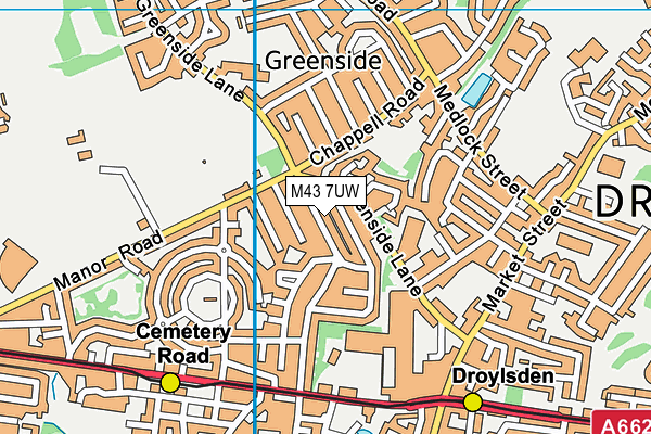 M43 7UW map - OS VectorMap District (Ordnance Survey)