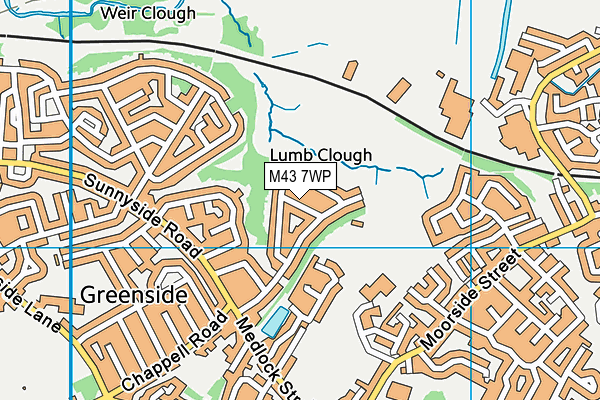 M43 7WP map - OS VectorMap District (Ordnance Survey)