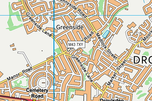 M43 7XY map - OS VectorMap District (Ordnance Survey)