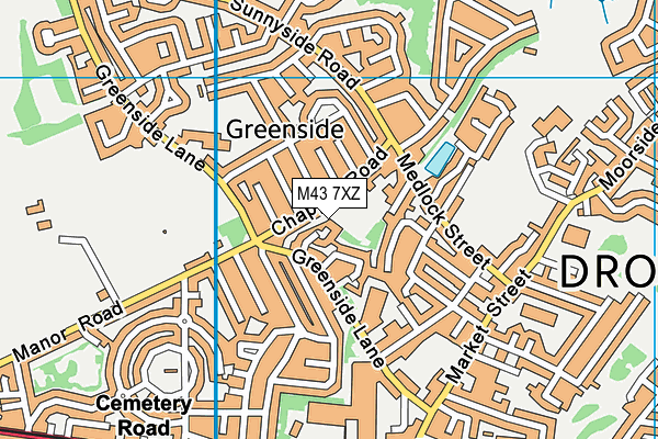 M43 7XZ map - OS VectorMap District (Ordnance Survey)