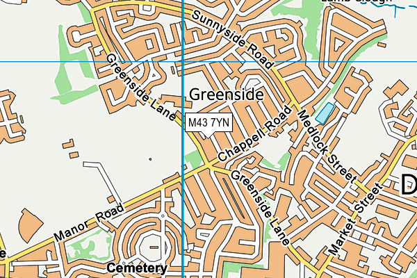 M43 7YN map - OS VectorMap District (Ordnance Survey)