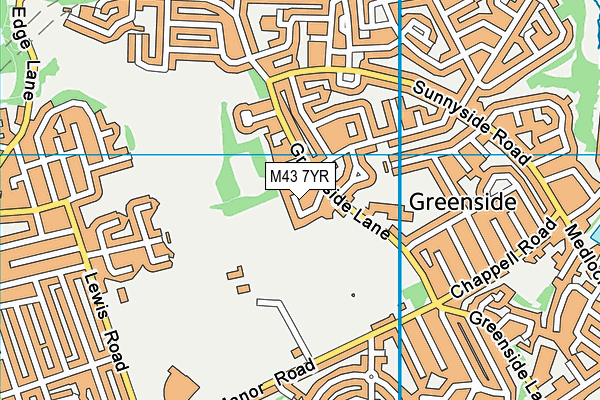 Greenside Lane Playing Fields map (M43 7YR) - OS VectorMap District (Ordnance Survey)