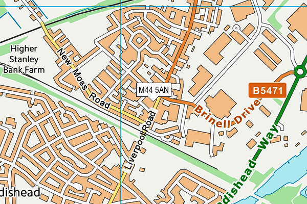 M44 5AN map - OS VectorMap District (Ordnance Survey)