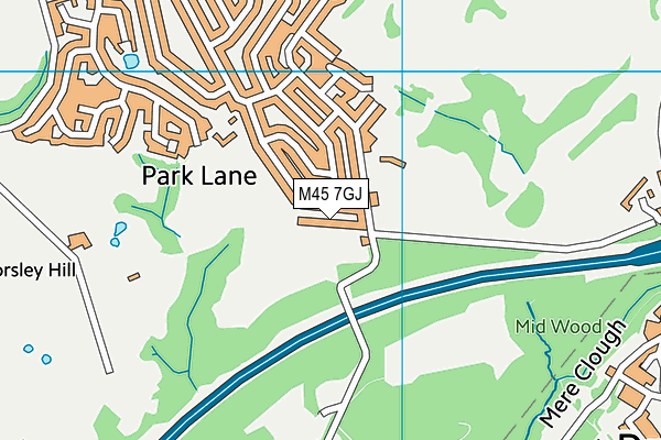 Sedgley Park Rugby Club (Site 2) map (M45 7GJ) - OS VectorMap District (Ordnance Survey)