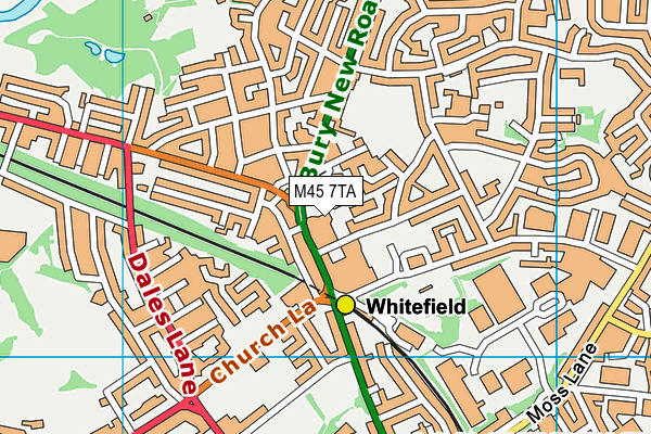 Total Fitness (Whitefield) map (M45 7TA) - OS VectorMap District (Ordnance Survey)