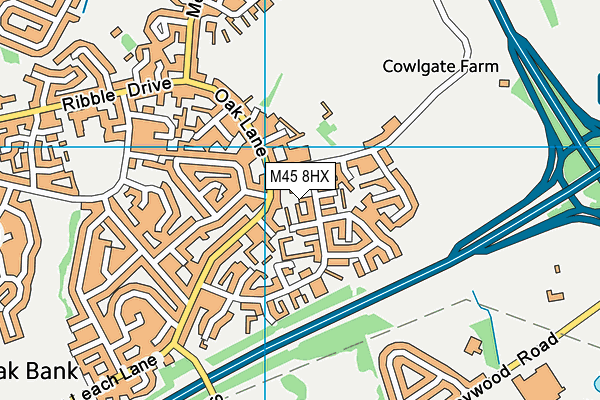 M45 8HX map - OS VectorMap District (Ordnance Survey)