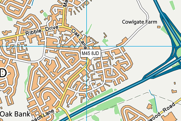 M45 8JD map - OS VectorMap District (Ordnance Survey)