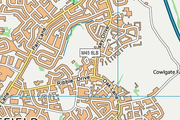 Hillock Playing Fields map (M45 8LB) - OS VectorMap District (Ordnance Survey)