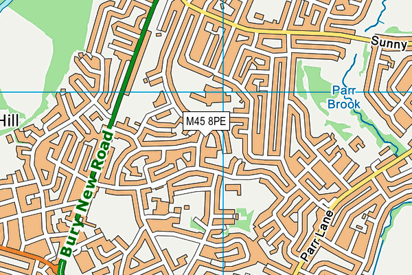 M45 8PE map - OS VectorMap District (Ordnance Survey)