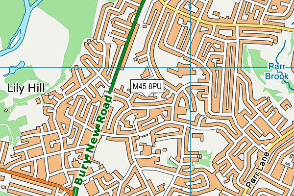 M45 8PU map - OS VectorMap District (Ordnance Survey)