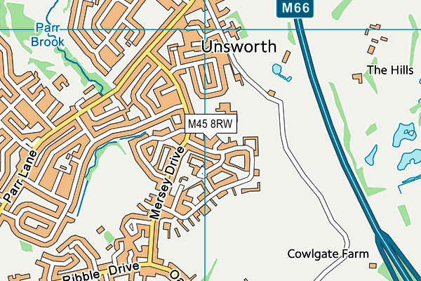 M45 8RW map - OS VectorMap District (Ordnance Survey)