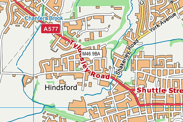 M46 9BA map - OS VectorMap District (Ordnance Survey)