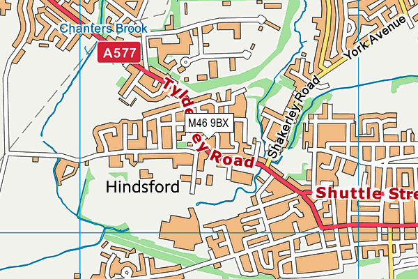 M46 9BX map - OS VectorMap District (Ordnance Survey)