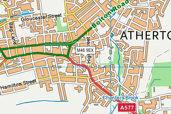 M46 9EX map - OS VectorMap District (Ordnance Survey)