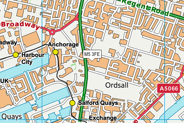 M5 3FE map - OS VectorMap District (Ordnance Survey)