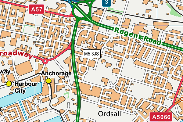 M5 3JS map - OS VectorMap District (Ordnance Survey)