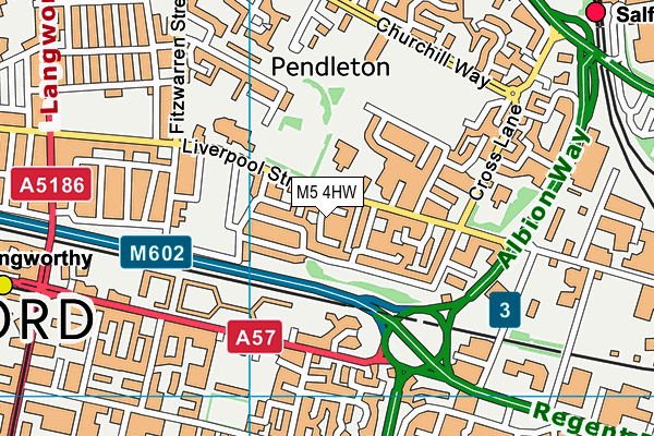 M5 4HW map - OS VectorMap District (Ordnance Survey)