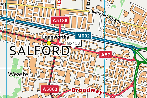 M5 4QG map - OS VectorMap District (Ordnance Survey)