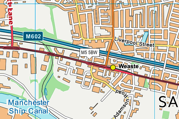 M5 5BW map - OS VectorMap District (Ordnance Survey)
