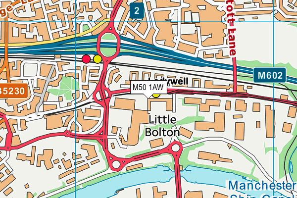 M50 1AW map - OS VectorMap District (Ordnance Survey)