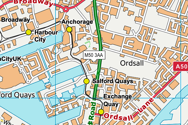 M50 3AA map - OS VectorMap District (Ordnance Survey)